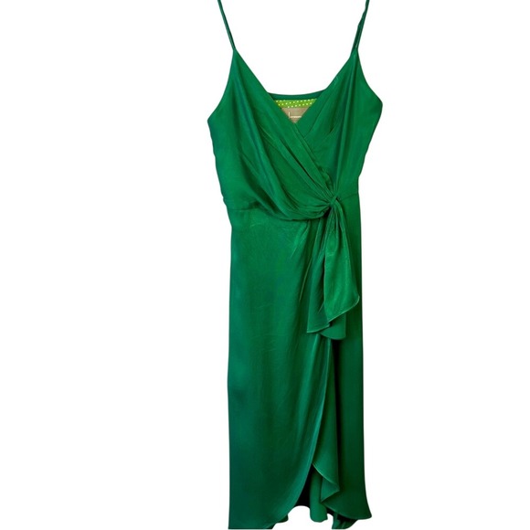 Anthropologie Giverny Midi Slip Dress Emerald Green SZ‎ 0 Wedding Guest - Picture 5 of 11